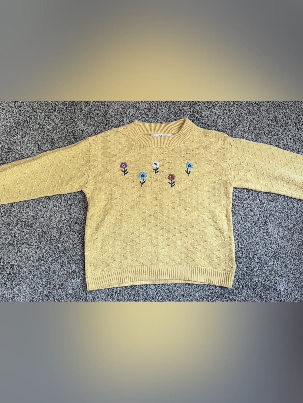 H&M Pale Yellow Floral Crewneck Sweater